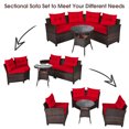 thumbnail image 3 of Costway 4PCS Outdoor Patio Rattan Furniture Set Cushioned Sofa Table Red, 3 of 10