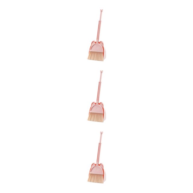 Maytalsory Plastic Small And Cute Broom And Dustpan Kit For Tidy Spaces Detachable Small Broom And Dustpan Set pink 3Set