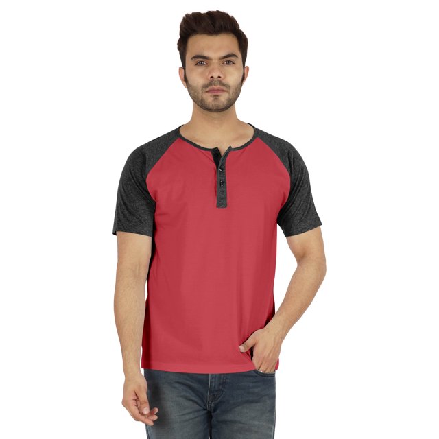 Inkmeso T-Shirts Classiques Henley à Manches Raglan Courtes en Coton Légers Unis pour Hommes