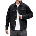 thumbnail image 1 of Black Long Sleeve for Mens Winter Fall Denim Hippie Vintage Western Ripped Renaissance Peasant Ethnic Motorcycle Distressed Plain Steampunk Coat Mens Button 2025 M, 1 of 9