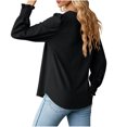 thumbnail image 4 of IROINNID T-Shirt à Manches Longues en Polyester Réduit pour Femmes, Col Carré Profond, Blouse Boutonnée, Noir, 4 of 4