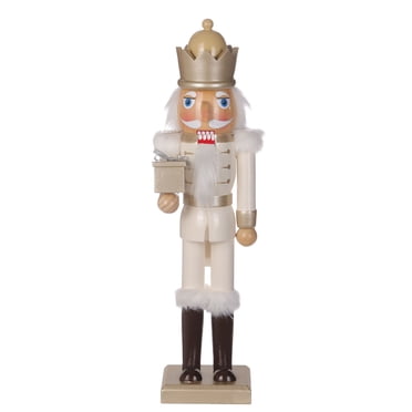HOLIDAY TIME 15 Inch White Wooden Nutcracker Christmas Decor,WOOD 60%;POLYESTER 30%; RESIN 10% Christmas Decoration