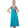 thumbnail image 2 of Bimba Women's Designer Rayon Dress With Pockets Solid Aqua Maxi With Scarf - 26, 2 of 6