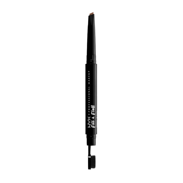 NYX Professional Makeup Fill & Fluff Crayon Pommade pour Sourcils à Corps Noir, Doté d'Une Pointe de Pommade Cireuse en Forme de Goutte pour un Remplissage Précis des Sourcils et d'Une micro Brosse Palette à l'Extrémité Opposée pour Fluffer et Estomper, Convient pour Définir et Apprivoiser les Sourcils.