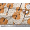 thumbnail image 2 of Soimoi White Moss Georgette Fabric Notes & Violin Musical Instrument Print Fabric by the Yard 42 Inch Wide, 2 of 3