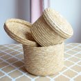 thumbnail image 4 of Langgg Storage Basket Lid Straw Woven Pastoral Handmade Storaging Box Space Saving Rattan Baskets Kitchen Decor Snack Round Large Round Mini, 4 of 6