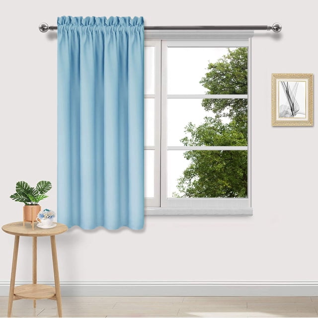 Avdolw Solid Color Silk Curtains - Heat Insulating, Energy Saving, Darkening & Noise Reducing for Bedroom & Kitchen, Easy Install