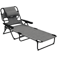 thumbnail image 1 of Outsunny Chaise Longue Pliante avec Dossier Inclinable, Chaise de Bronzage, Gris Mélangé, 1 of 10