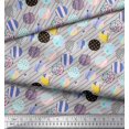 thumbnail image 2 of Soimoi Gray Rayon Fabric Diagonal Stripe & Cookies Food Print Sewing Fabric Yard 42 Inch Wide, 2 of 6