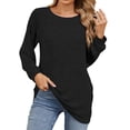 thumbnail image 1 of Timegard Hauts pour Femmes Col Rond Manches Longues T-Shirts de Couleur Unie Chic Décontracté Amples Chauds Hauts Automne, 1 of 7