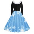 thumbnail image 3 of TIMIFIS Robes de Noël pour Femmes, Robes Maxi pour Femmes Robe Vintage de Vacances Manches Longues Col en V en Fourrure Robe Dos Nu, 3 of 3
