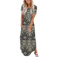 thumbnail image 1 of Ovzne Robes pour Femmes Robe pour Femme Mode Robe Décontractée Imprimée à Manches Courtes à Col Rond avec Poches Robe pour Femmes à Manches Courtes Imprimée Liquidation, 1 of 6