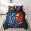 thumbnail image 2 of Music Theme King Bedding Set 7 Piece Music Note Comforter Set With Sheets Water And Fire Bed In A Bag For Kids Adults Red Blue Bed Set Reversible, 2 of 5