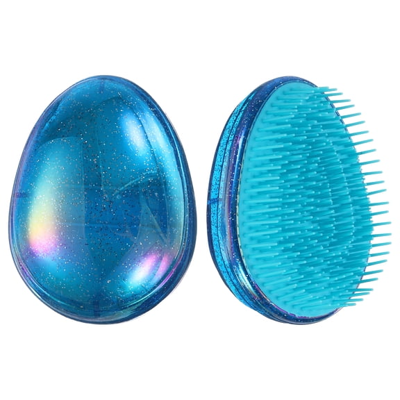 Uxcell 2Pack Detangling Hair Brush, Egg Shaped Palm Detangling Brush Mini Travel Detangler Hairbrush for Wet Dry Hair Glide Through Tangles Curly Long Thick Massage Home Portable, Blue
