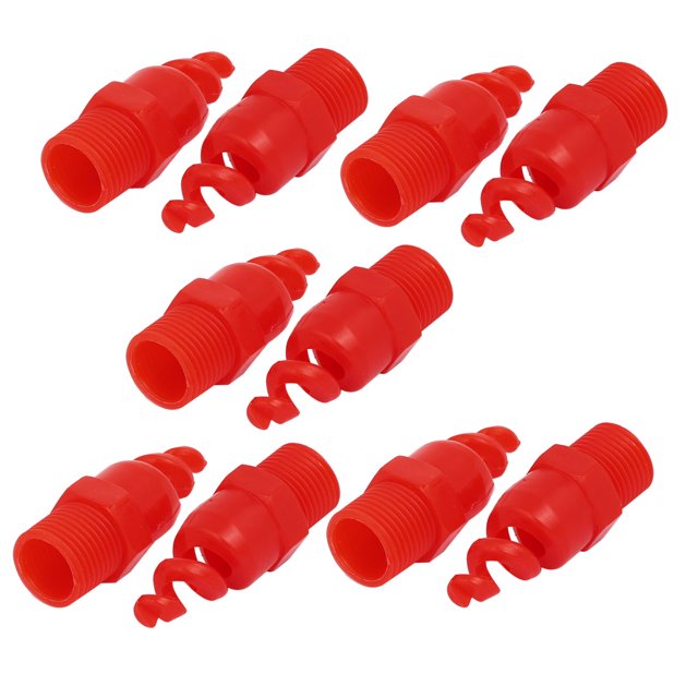Unique Bargains 1/2 Bsp Filetage Mâle PP Cône en Spirale Buse Atomisée Pulvérisation Industrielle Rouge 10pcs