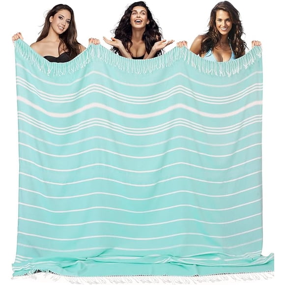 Giant Turkish Beach Towel Blanket Extra Large Boho Cotton Throw Blanket Pool Cloud Towel Quick Dry Sand Free Microfiber Sandrpoof Adult Women Lightweight Oversized XL XLL Big Jumbo Wide 2 Person Size