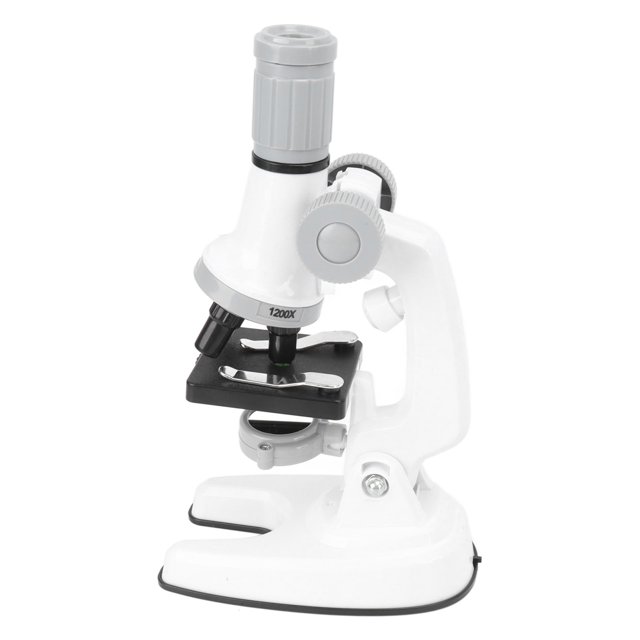 Experimental Microscope Toy, Children Science Microscope High Definition 3 Magnifications Adjustable Angles With LED For Experiment For Children White,Yellow