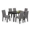 thumbnail image 1 of Cappuccino Wood 7 Piece Dining Set With Grey Linen Chairs, 1 of 2