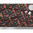 thumbnail image 2 of Soimoi Black Poly Georgette Fabric Watermelon Fruits Fabric Prints By Yard 52 Inch Wide, 2 of 3