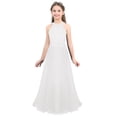 thumbnail image 1 of Sxiwei Robe pour Demoiselles d'Honneur Enfants en Mousseline Sans Manches en Dentelle Florale Longue Robe de Mariage Maxi Robe de Bal Blanche 12, 1 of 7