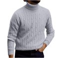 thumbnail image 1 of AherBiu Mens Turtleneck Sweaters Slim Fitted Casual Twisted Knitted Pullover Fall Winter Warm Sweaters, 1 of 5