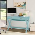 thumbnail image 2 of Linon Peggy Two Drawer Writing Desk with X Frame in Blue Painted Wood, 2 of 14