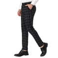 thumbnail image 4 of INSPIRE CHIC Men's Plaid Slim Fit Flat Front Dress Pants with Pockets 32 Black, 4 of 7
