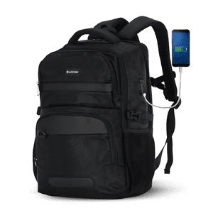LACHIN 18.1" Travel Laptop Backpack, Anti-Theft, USB Charging Port, 59L, Black