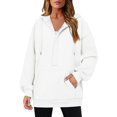 thumbnail image 1 of Womens Hoodies Quarter Zip Pullover Oversized Sweatshirts Half Zip Pullover With Pockets Fall Clothes, 1 of 7