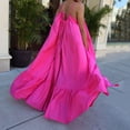 thumbnail image 4 of HKEJIAOI Robes de Sortie pour Femmes Offres Liquidation Cadeau de la Saint-Valentin Mode Femme Décontractée Robe Unie à Bretelles Poche Ample Dos Nu Grande Robe Évasée Rose Vif, 4 of 9