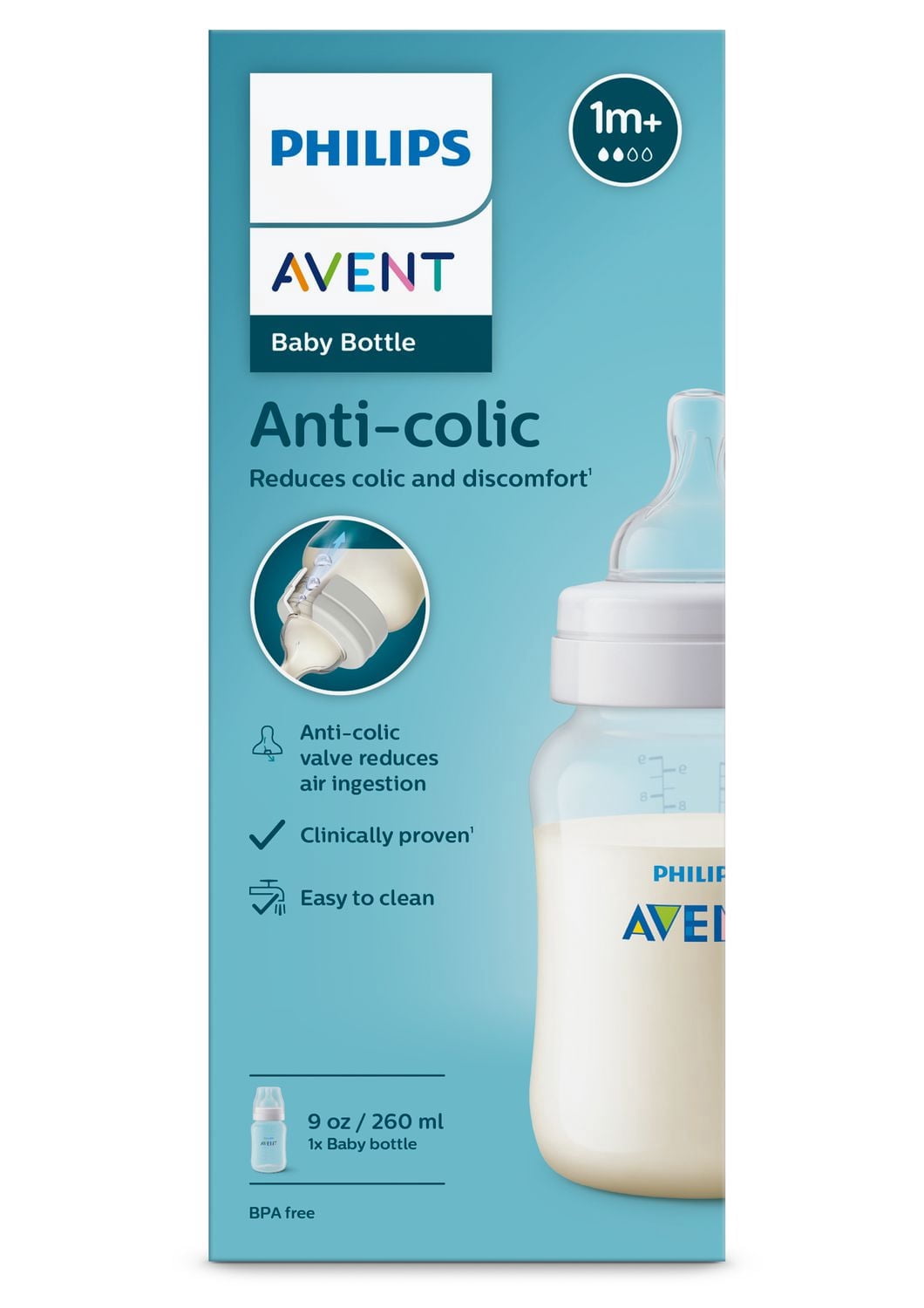 Philips Avent Anti-colic Baby Bottle, 9oz Bottle, SCY103/01