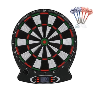 Ensemble de Fléchettes Électroniques avec 6 Fléchettes, Affichage du Score à DEL, Pointe en Plastique Sécuritaire, Jeu de Fléchettes pour Sports Intérieurs et Plaisir en Famille 15,7 X 11,8 Pouces