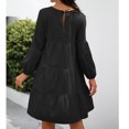 thumbnail image 1 of Femmes Robe Décontractée, Robe à Col Rond Manches Bouffantes Confortable Fluide Respirant Léger pour Bureau pour Dame de Vacances Rose, Noir, Mandarine, 1 of 6