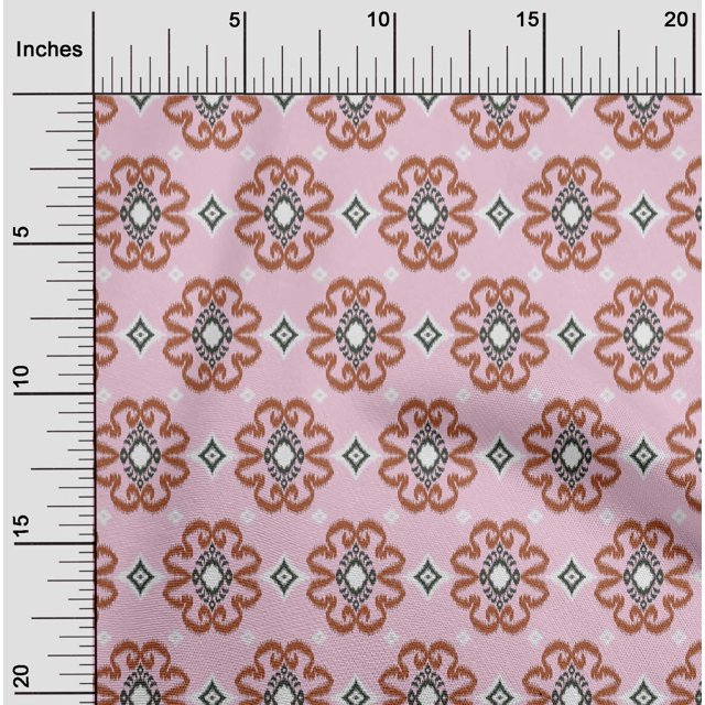 oneOone Viscose Chiffon Fabric Diamond & Swirl Ikat Printed Craft Fabric BTY 42 Inch Wide