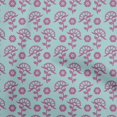 thumbnail image 1 of oneOone Velvet Turquoise Blue Fabric Asian Floral Block Craft Projects Decor Fabric Printed By The Yard 58 Inch Wide, 1 of 4