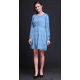 thumbnail image 3 of Bimba Robe Midi Décontractée à Manches Longues Imprimée Teinture sur Nœuds Bleu Dégradé pour Femmes - Petite, 3 of 7