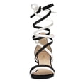 thumbnail image 2 of BLISSFUL STEP Women's Open Toe Color Block Lace Up Heel Sandals, 2 of 6