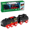 thumbnail image 1 of BRIO World Battery-Operated Steaming Train - 3-Piece Motorized Train Engine for Wooden Track with Lights and Kid-Friendly Steam - Interactive Play with Forward/Revers, 1 of 8
