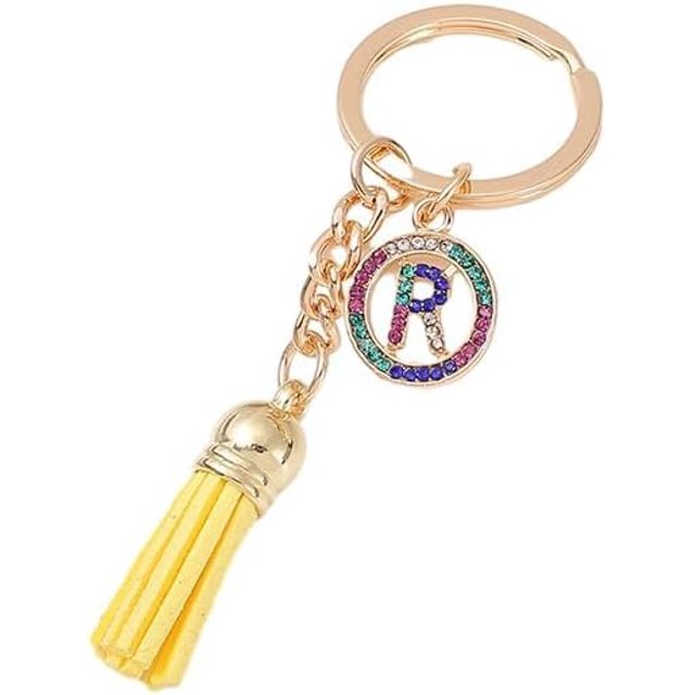 26 Letters A-Z Decorative Alphabet Initial Charm Keychain for Women Girls Men Teenager Gift
