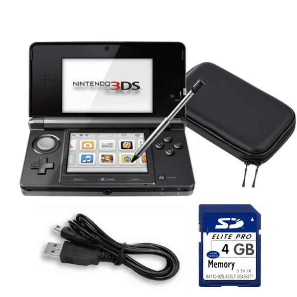 Nintendo Console de Jeu Vidéo Portative 3DS avec Étui de Transport et Carte SD 4GB - Noir Cosmo (Remis à Neuf)