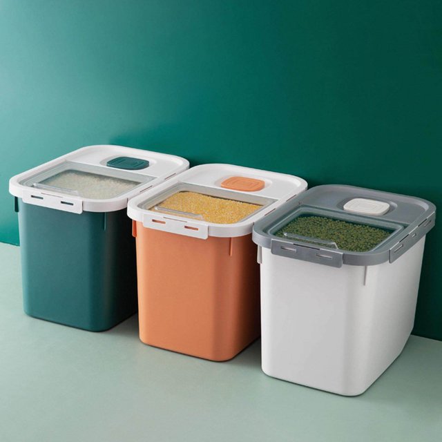 Dalazy Contenant de Rangement pour Riz 10 kg Céréales Aliments Secs Contenant de Rangement pour Riz Blanc