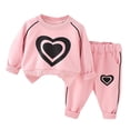 thumbnail image 1 of Ensembles de Survêtement Garçons Filles, Imprimé Cœur, Chandail à Col Rond et Pantalon Jogger, Ensemble 2 Pcs Tenues d'Automne Hiver (5 Ans, Rose), 1 of 7