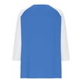 thumbnail image 4 of Cowsor Girl's Casual 3/4 Sleeve T Shirts Button V Neck Tunic Blouses Color Block Basic Tee Tops Loose Fit Summer Shirt, 4 of 6