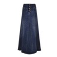 thumbnail image 1 of Kcodviy Jupe d'Entraînement Rétro pour Femme à Boutons, Moulante, Évasée, Jupe de Bain Longue Maxi en Denim Métallisé, 1 of 2