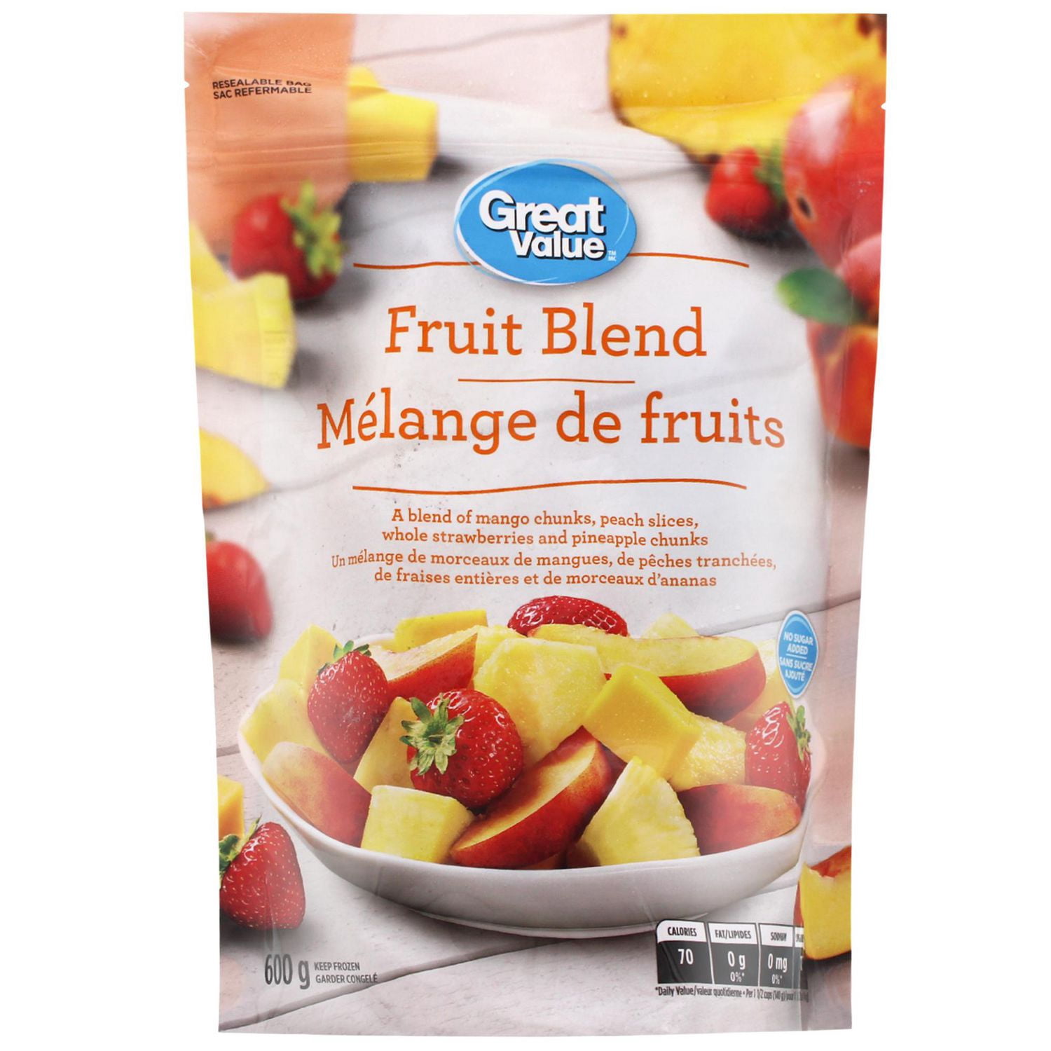 Mélange de pêche, de fraise et de fruits tropicaux de Great Value 600g