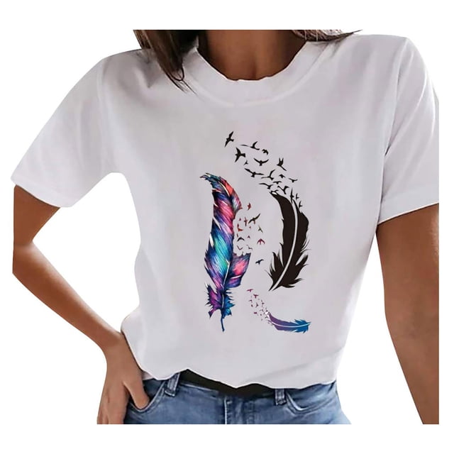 Pompotops Blouse Décontractée à Manches Courtes pour Femme d'Été Vintage à Motif Imprimé