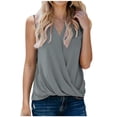 thumbnail image 1 of Pompotops Fashion Woman Causal V-Neck Solid Blouse Sleeveless T-Shirt Summer Tops, 1 of 5