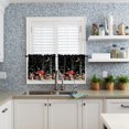 thumbnail image 2 of Mushroom Kitchen Curtains Set 24 Inch Length, Spring Floral Rod Pocket Tier and Kitchen Valances Set, Summer Botanical Night Moon Sky Black Farmhouse Window Curtains Set for Bedroom/Living Room, 2 of 6