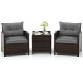 thumbnail image 1 of Gymax Set of 3 Rattan Furniture Set Patio Cushioned Conversation Set Sofa Gray, 1 of 1