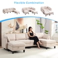 thumbnail image 4 of Puremind Canapé Sectionnel Modulaire 6 Pcs avec Ottoman Mobile, Canapé Sectionnel en Forme de U/L avec Rangement, Canapé-Lit Convertible pour Salon/appartement, Beige, 4 of 6